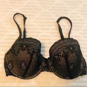 Paramour Black Nude Lace Underwire Molded Cup Padded Bra Women’s Size 36D